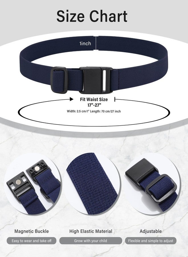 AWAYTR Kids Magnetic Belt for Girls - 3 Pack Toddler Boys Adjustable Elastic Belt for School Uniform Jeans (Black+Navy Blue+Brown;70cm) - Image 3